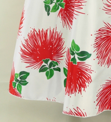 Hula Long Dress with Lehua Print / Luxury Collection / White / J3044wh