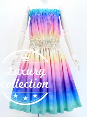 Hula Shantung Tube Top & Pa'u Set-Up with Gradation Print / Luxury Collection / J3046-7