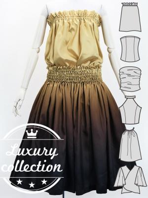Hula Blouse & Pa'u Set-Up with Gradation Print / Luxury Collection / J3048bebr