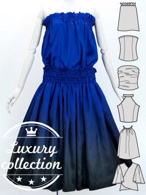 Hula Blouse & Pa'u Set-Up with Gradation Print / Luxury Collection / J3048blbk