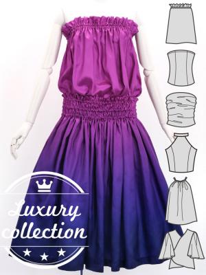 Hula Blouse & Pa'u Set-Up with Gradation Print / Luxury Collection / J3048pudpu