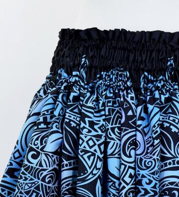 Hula Shantung Pa'u Skirt with Kahiko Print / Luxury Collection / Black / J3058bk