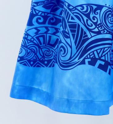 Hula Shantung Pa'u Skirt with Kahiko Print / Luxury Collection / Blue / J3058bl