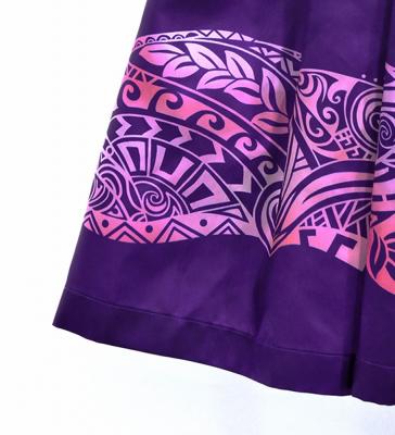 Hula Shantung Pa'u Skirt with Kahiko Print / Luxury Collection / Purple / J3058pu