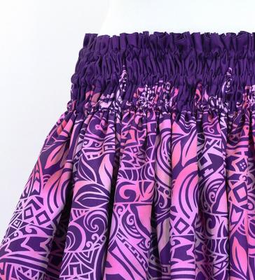 Hula Shantung Pa'u Skirt with Kahiko Print / Luxury Collection / Purple / J3058pu
