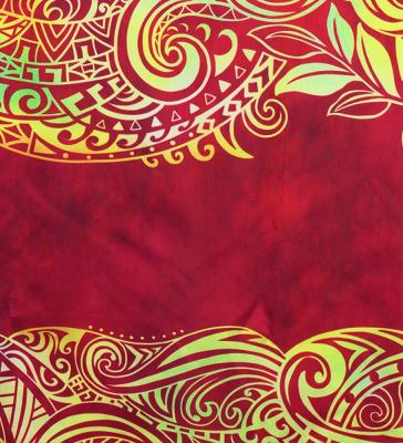 Hula Shantung Pa'u Skirt with Kahiko Print / Luxury Collection / Red / J3058rd