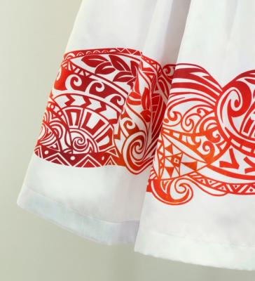 Hula Shantung Pa'u Skirt with Kahiko Print / Luxury Collection / White & Red / J3058whrd