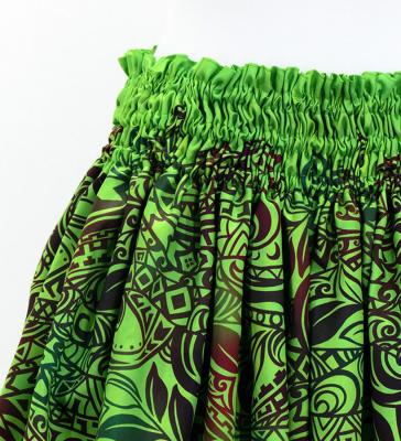 Hula Shantung Pa'u Skirt with Kahiko Print / Luxury Collection / Yellow Green / J3058yegr