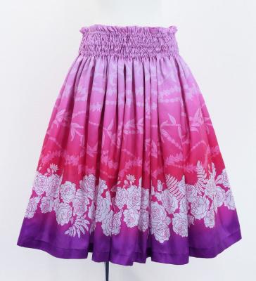 Hula Shantung Pa'u Skirt with Lokelani Print / Luxury Collection / J3061-1