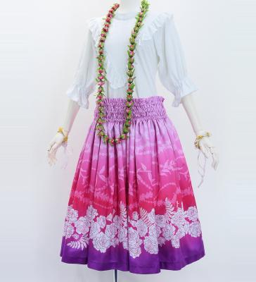 Hula Shantung Pa'u Skirt with Lokelani Print / Luxury Collection / J3061-1