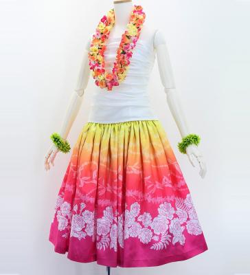 Hula Shantung Pa'u Skirt with Lokelani Print / Luxury Collection / J3061-2