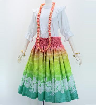 Hula Shantung Pa'u Skirt with Lokelani Print / Luxury Collection / J3061-3