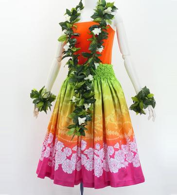 Hula Shantung Pa'u Skirt with Lokelani Print / Luxury Collection / J3061-4