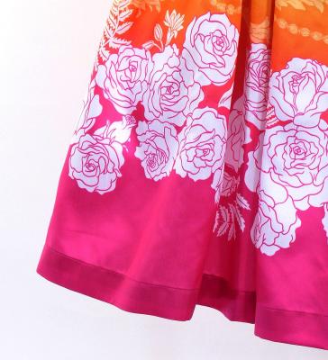 Hula Shantung Pa'u Skirt with Lokelani Print / Luxury Collection / J3061-4