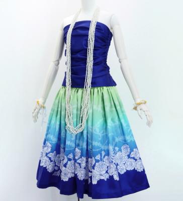 Hula Shantung Pa'u Skirt with Lokelani Print / Luxury Collection / J3061-7