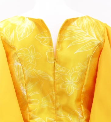Hula Long Dress with Hibiscus Print / Luxury Collection / Dark Yellow / J3062dye