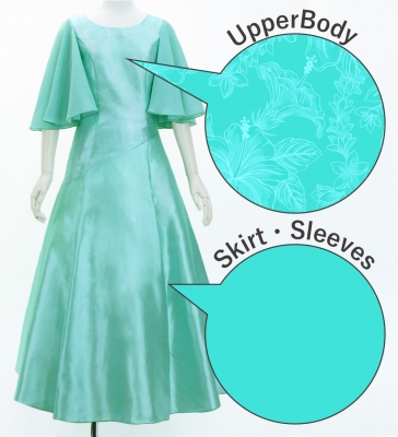 Hula Long Dress with Hibiscus Print / Luxury Collection / Mint Green / J3062mgr