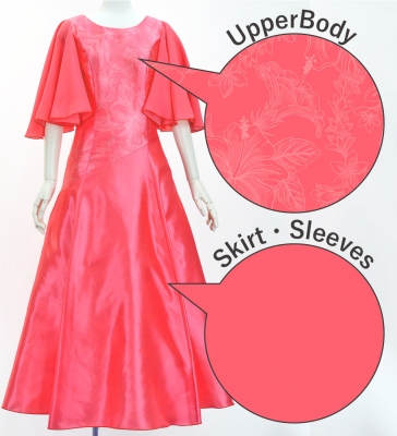 Hula Long Dress with Hibiscus Print / Luxury Collection / Salmon Pink / J3062spi