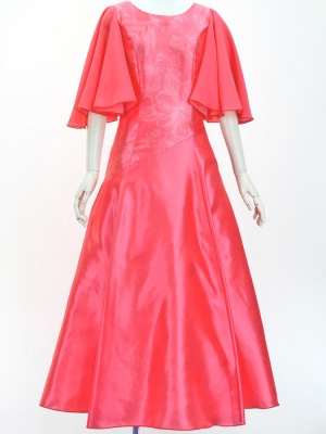 Hula Long Dress with Hibiscus Print / Luxury Collection / Salmon Pink / J3062spi