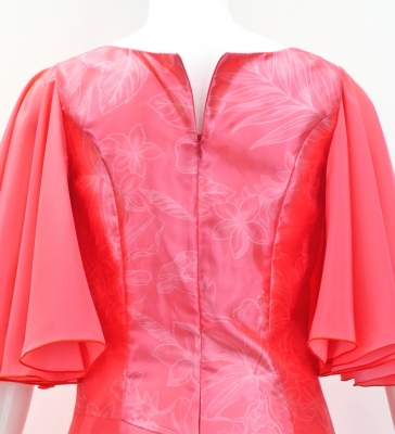 Hula Long Dress with Hibiscus Print / Luxury Collection / Salmon Pink / J3062spi