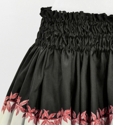 Hula Shantung Pa'u Skirt with Hula Girl Print / Luxury Collection / Black / J3078bk