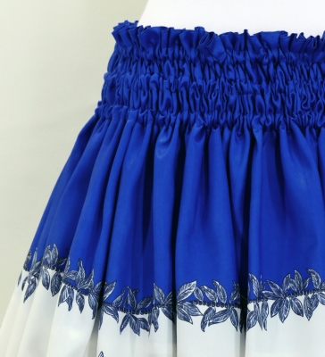 Hula Shantung Pa'u Skirt with Hula Girl Print / Luxury Collection / Blue / J3078bl