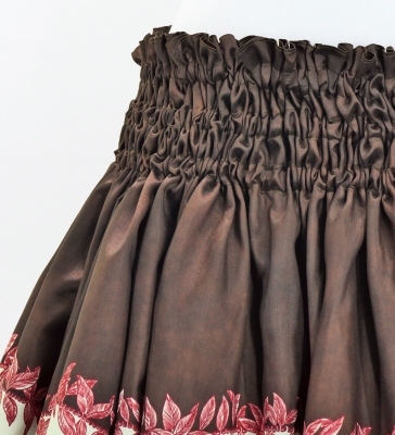 Hula Shantung Pa'u Skirt with Hula Girl Print / Luxury Collection / Brown / J3078br