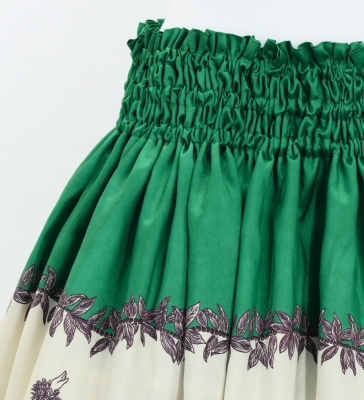 Hula Shantung Pa'u Skirt with Hula Girl Print / Luxury Collection / Green / J3078gr