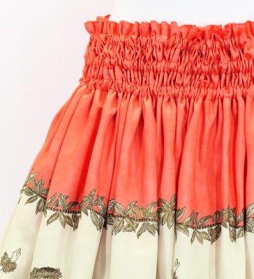 Hula Shantung Pa'u Skirt with Hula Girl Print / Luxury Collection / Orange / J3078or