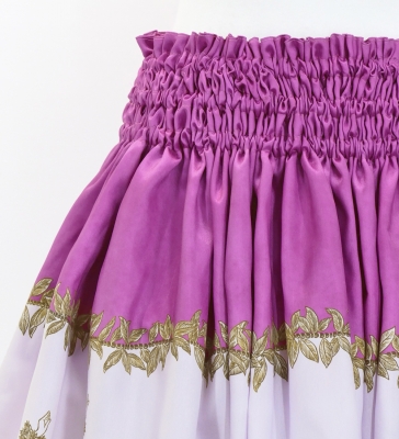 Hula Shantung Pa'u Skirt with Hula Girl Print / Luxury Collection / Pink / J3078pi