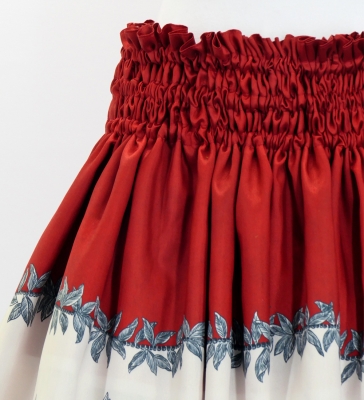 Hula Shantung Pa'u Skirt with Hula Girl Print / Luxury Collection / Red / J3078rd