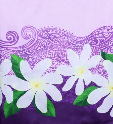 Hula Shantung Pa'u Skirt with Tiare & Kahiko Print / Luxury Collection / Purple / J3082pu