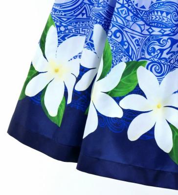 Hula Shantung Pa'u Skirt with Tiare & Kahiko Print / Luxury Collection / PPL & NV / J3082punv