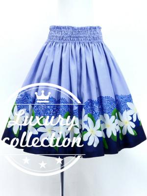 Hula Shantung Pa'u Skirt with Tiare & Kahiko Print / Luxury Collection / PPL & NV / J3082punv
