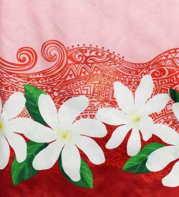 Hula Shantung Pa'u Skirt with Tiare & Kahiko Print / Luxury Collection / Red / J3082rd