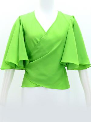 Hula Wrap Blouse with Koshibo / Apple Green / J3085agr