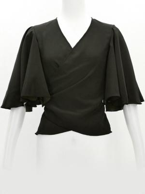 Hula Wrap Blouse with Koshibo / Black / J3085bk
