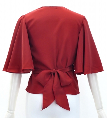 Hula Wrap Blouse with Koshibo / Dark Red 2 / J3085drd2