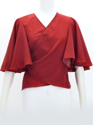 Hula Wrap Blouse with Koshibo / Dark Red 2 / J3085drd2