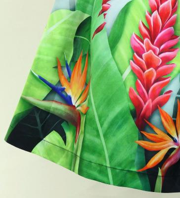 Hula Shantung Pa'u Skirt with Red Ginger & Strelitzia Print / Luxury Collection / J3086-1