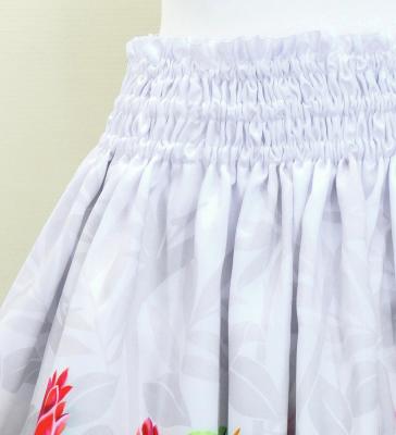 Hula Shantung Pa'u Skirt with Red Ginger & Strelitzia Print / Luxury Collection / J3086-1