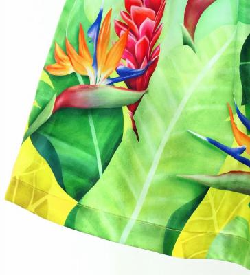 Hula Shantung Pa'u Skirt with Red Ginger & Strelitzia Print / Luxury Collection / J3086-2