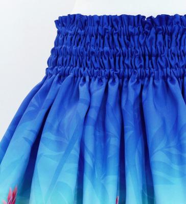 Hula Shantung Pa'u Skirt with Red Ginger & Strelitzia Print / Luxury Collection / J3086-2