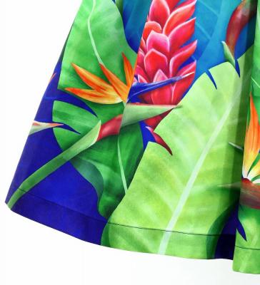 Hula Shantung Pa'u Skirt with Red Ginger & Strelitzia Print / Luxury Collection / J3086-3