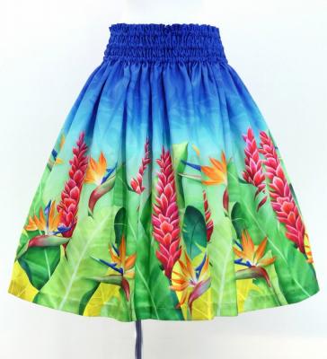 Hula Blouse & Pa'u Set-Up with Red Ginger & Strelitzia Print / Luxury Collection / J3087-2