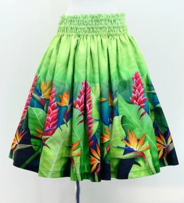Hula Blouse & Pa'u Set-Up with Red Ginger & Strelitzia Print / Luxury Collection /J3087-4