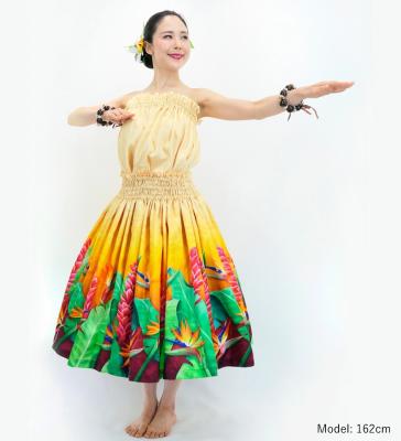 Hula Blouse & Pa'u Set-Up with Red Ginger & Strelitzia Print / Luxury Collection / J3087-5