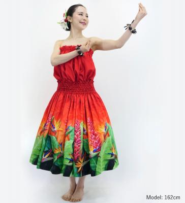 Hula Blouse & Pa'u Set-Up with Red Ginger & Strelitzia Print / Luxury Collection / J3087-6