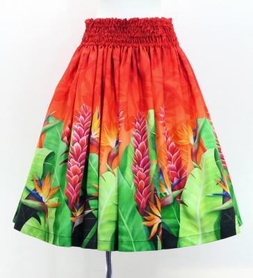 Hula Blouse & Pa'u Set-Up with Red Ginger & Strelitzia Print / Luxury Collection / J3087-6