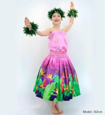 Hula Blouse & Pa'u Set-Up with Red Ginger & Strelitzia Print / Luxury Collection / J3087-7